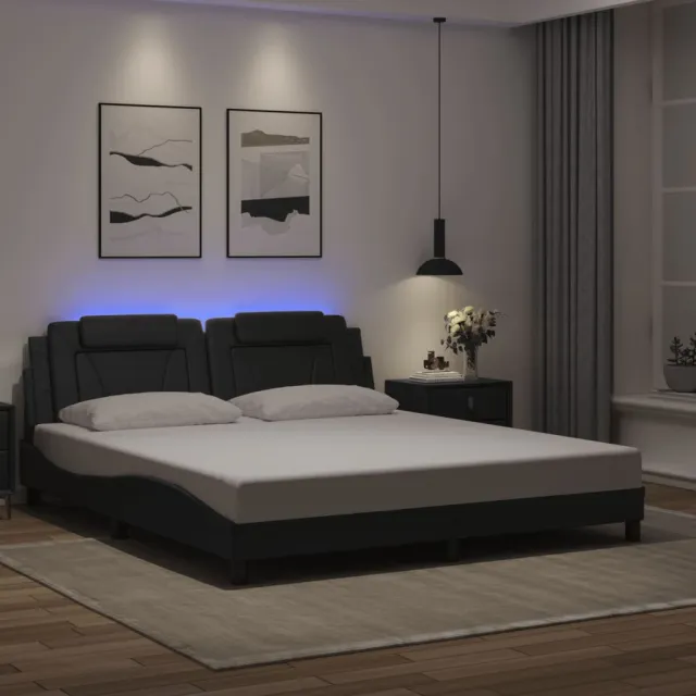 Cadre de lit Viana avec LED sans matelas noir 180x200 cm