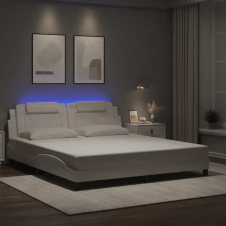 Cadre de lit Viana avec LED sans matelas blanc 180x200 cm