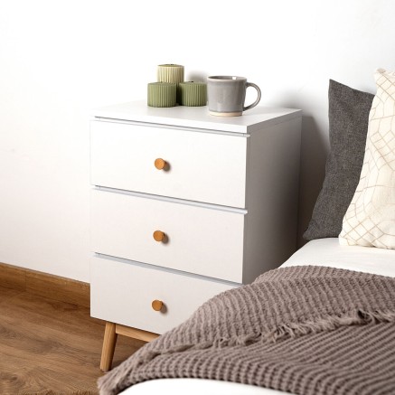Comodino Vinthera Moa Bianco Melammina Legno di pino 40 x 30 x 65 cm 2