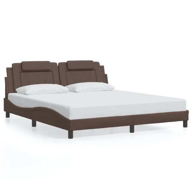Cadre de lit Viana avec LED sans matelas marron 180x200 cm