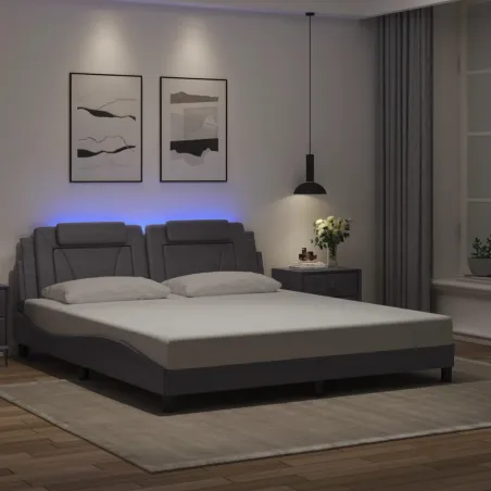Cadre de lit Viana avec LED sans matelas gris 180x200 cm