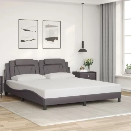 Cadre de lit Viana avec LED sans matelas gris 180x200 cm