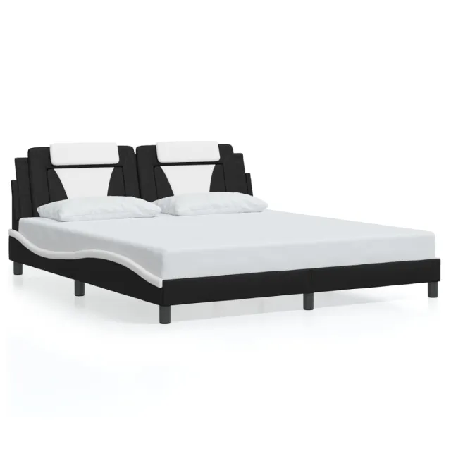 Cadre de lit Viana avec LED sans matelas noir et blanc 180x200 cm