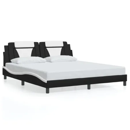 Cadre de lit Viana avec LED sans matelas noir et blanc 180x200 cm