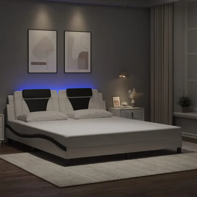 Cadre de lit Viana avec LED sans matelas blanc et noir 180x200 cm