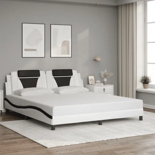 Cadre de lit Viana avec LED sans matelas blanc et noir 180x200 cm
