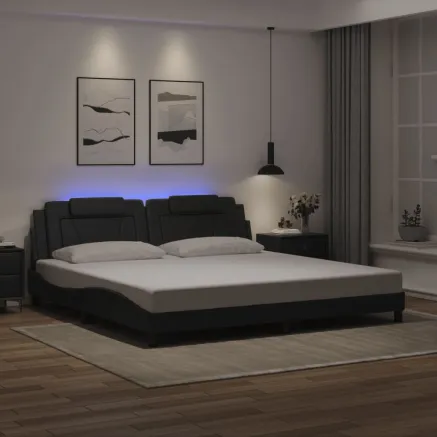Cadre de lit Viana avec LED sans matelas noir 200x200 cm