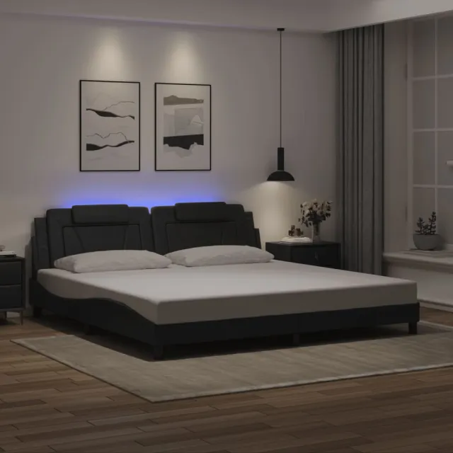 Cadre de lit Viana avec LED sans matelas noir 200x200 cm