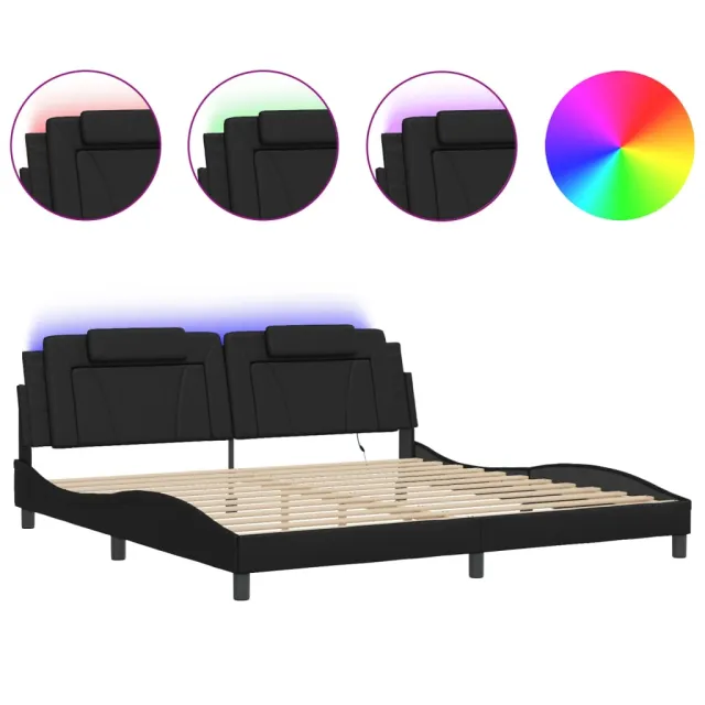 Cadre de lit Viana avec LED sans matelas noir 200x200 cm