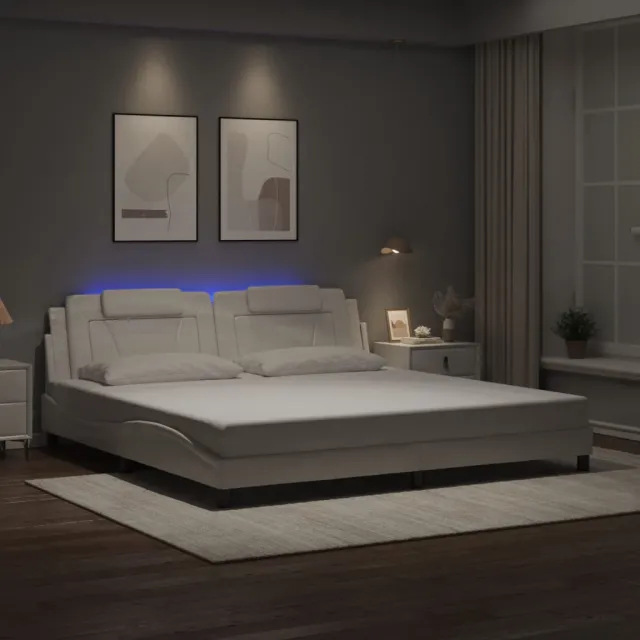 Cadre de lit Viana avec LED sans matelas blanc 200x200 cm