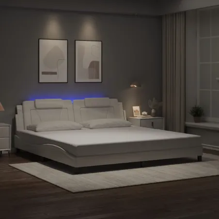 Cadre de lit Viana avec LED sans matelas blanc 200x200 cm