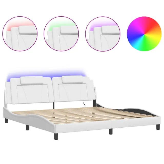 Cadre de lit Viana avec LED sans matelas blanc 200x200 cm