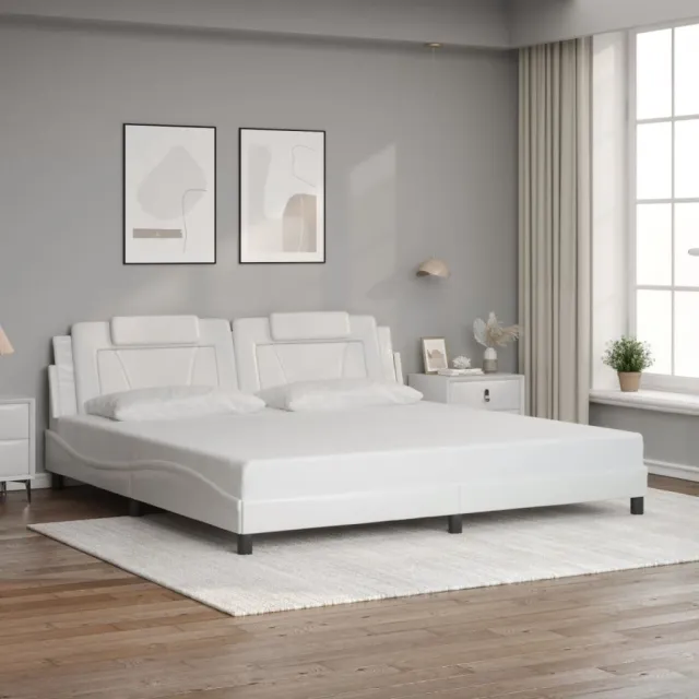 Cadre de lit Viana avec LED sans matelas blanc 200x200 cm