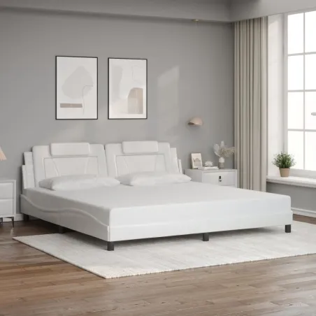 Cadre de lit Viana avec LED sans matelas blanc 200x200 cm