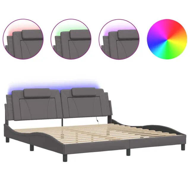 Cadre de lit Viana avec LED sans matelas gris 200x200 cm