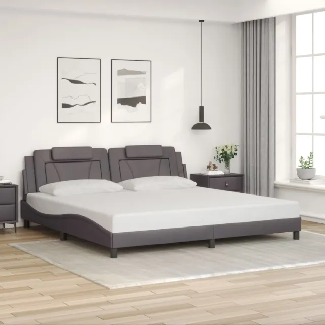 Cadre de lit Viana avec LED sans matelas gris 200x200 cm