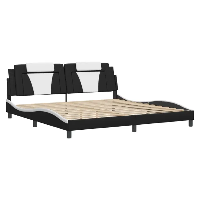 Cadre de lit Viana avec LED sans matelas noir et blanc 200x200 cm