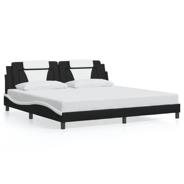Cadre de lit Viana avec LED sans matelas noir et blanc 200x200 cm