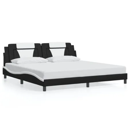 Cadre de lit Viana avec LED sans matelas noir et blanc 200x200 cm