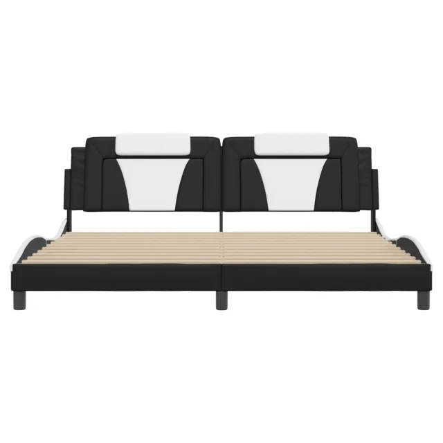 Cadre de lit Viana avec LED sans matelas noir et blanc 200x200 cm