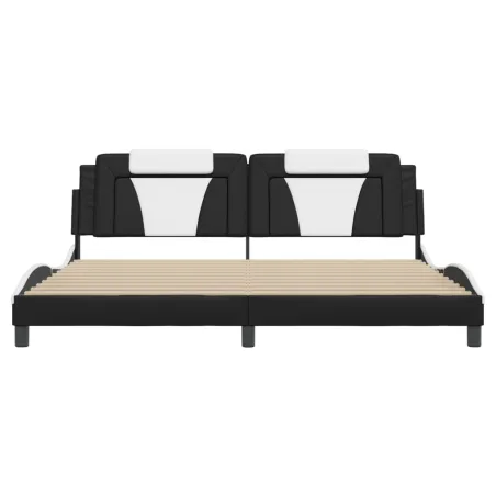 Cadre de lit Viana avec LED sans matelas noir et blanc 200x200 cm