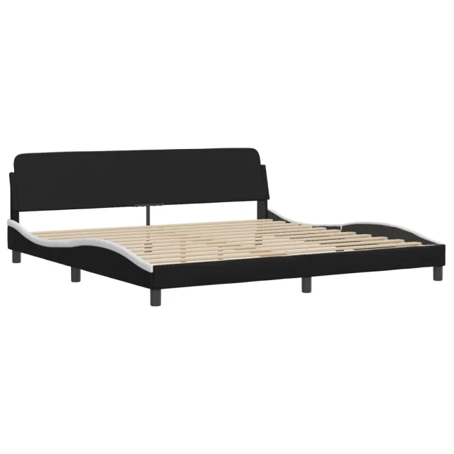 Cadre de lit Viana avec LED sans matelas noir et blanc 200x200 cm