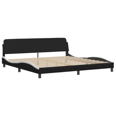 Cadre de lit Viana avec LED sans matelas noir et blanc 200x200 cm
