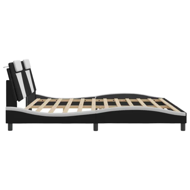 Cadre de lit Viana avec LED sans matelas noir et blanc 200x200 cm