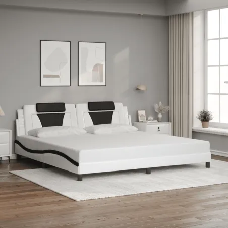 Cadre de lit Viana avec LED sans matelas blanc et noir 200x200 cm