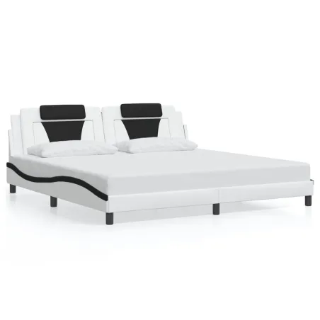 Cadre de lit Viana avec LED sans matelas blanc et noir 200x200 cm