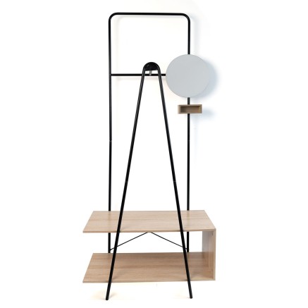Perchero con espejo Vinthera Moa Negro Beige Metal Madera MDF 76 x 180