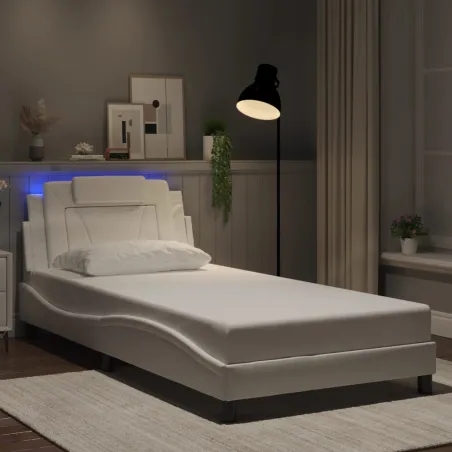 Cadre de lit Viana avec LED sans matelas blanc 100x203 cm