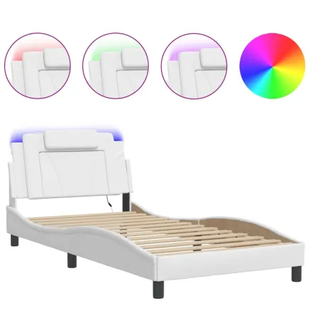 Cadre de lit Viana avec LED sans matelas blanc 100x203 cm 2