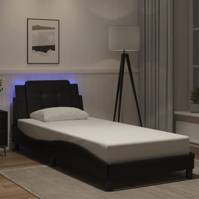 Cadre de lit avec LED sans matelas Zadar noir 80x200 cm