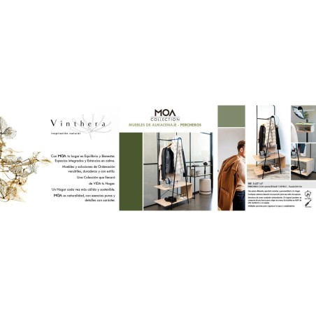 Garderobenständer mit Spiegel Vinthera Moa Schwarz Beige Metall Holz