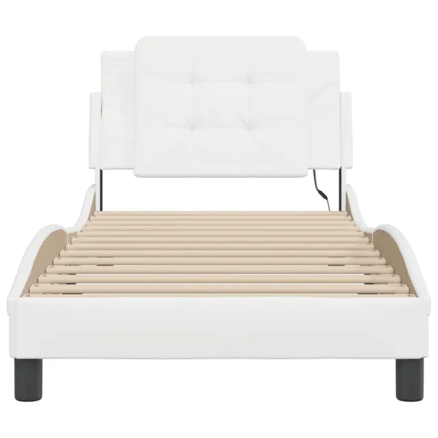 Cadre de lit avec LED sans matelas Zadar blanc 80x200 cm