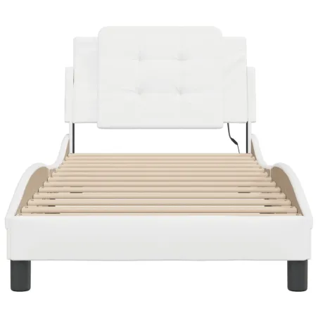 Cadre de lit avec LED sans matelas Zadar blanc 80x200 cm