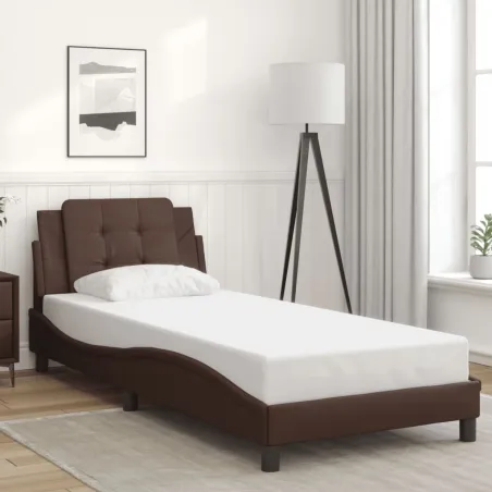 Cadre de lit avec LED sans matelas Zadar marron 80x200 cm