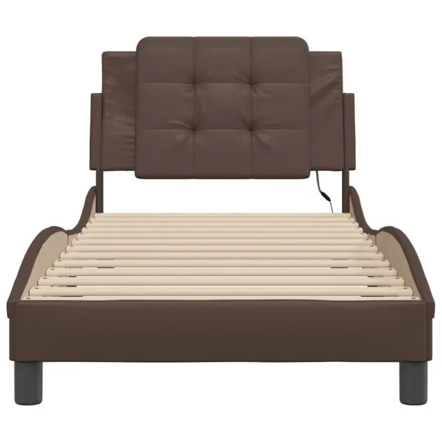 Cadre de lit avec LED sans matelas Zadar marron 80x200 cm