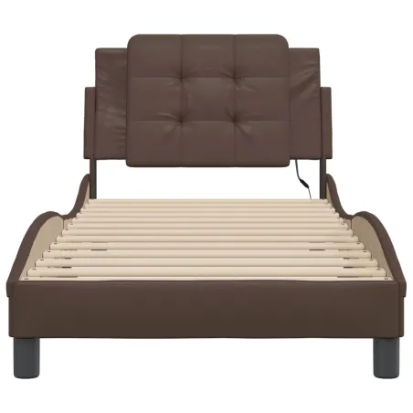 Cadre de lit avec LED sans matelas Zadar marron 80x200 cm