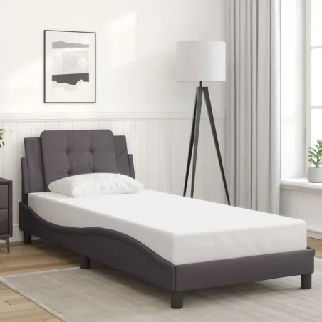 Cadre de lit avec LED sans matelas Zadar gris 80x200 cm