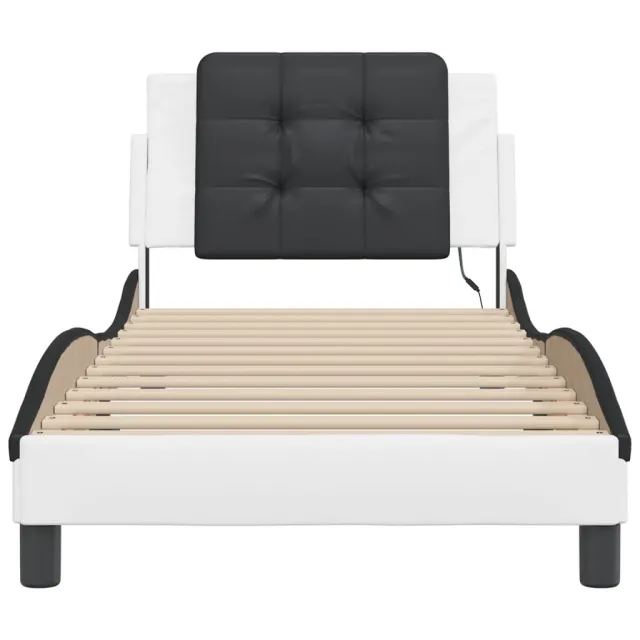 Cadre de lit avec LED sans matelas Zadar blanc et noir 80x200 cm