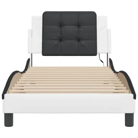 Cadre de lit avec LED sans matelas Zadar blanc et noir 80x200 cm