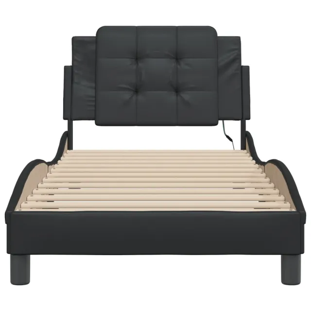 Cadre de lit avec LED sans matelas Zadar noir 90x190 cm