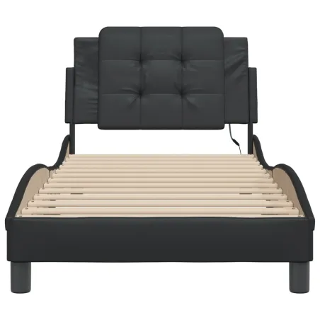 Cadre de lit avec LED sans matelas Zadar noir 90x190 cm