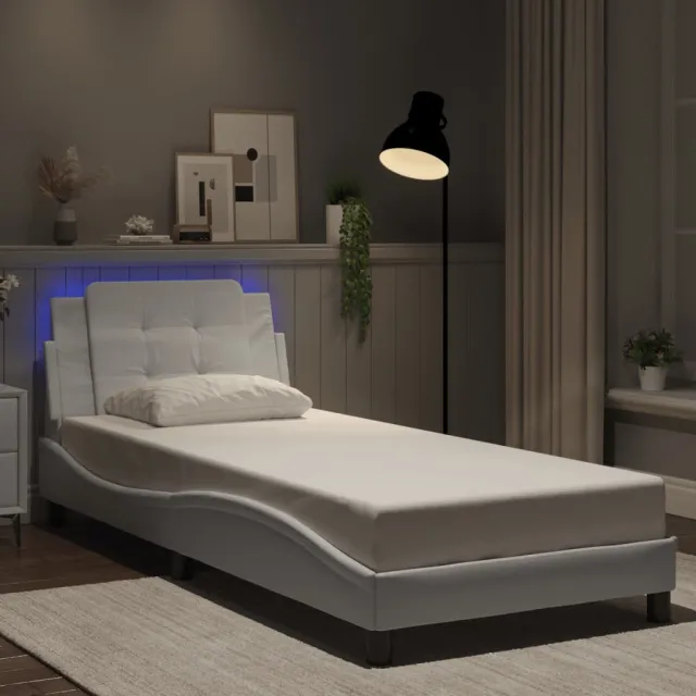 Cadre de lit avec LED sans matelas Zadar blanc 90x190 cm