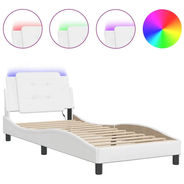 Cadre de lit avec LED sans matelas Zadar blanc 90x190 cm