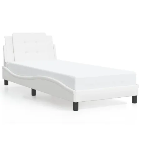 Cadre de lit avec LED sans matelas Zadar blanc 90x190 cm