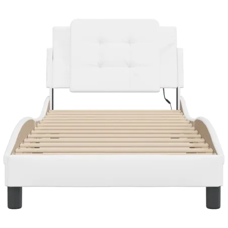 Cadre de lit avec LED sans matelas Zadar blanc 90x190 cm