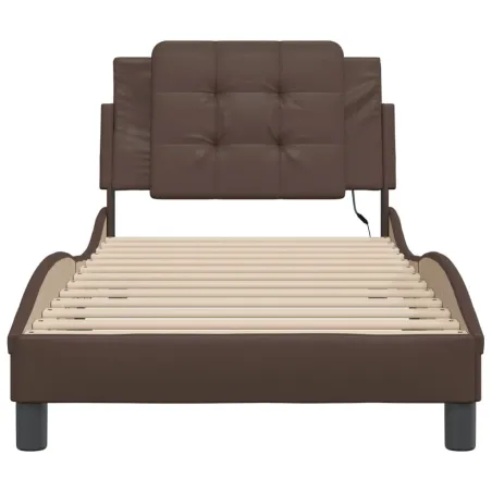 Cadre de lit avec LED sans matelas Zadar marron 90x190 cm